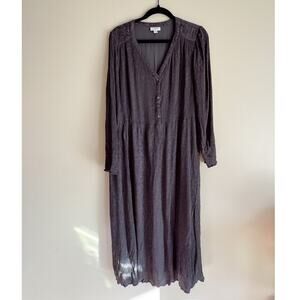 J. Jill Grey Purple Long Sleeve V Neck Printed Texture Midi Dress Large Tall